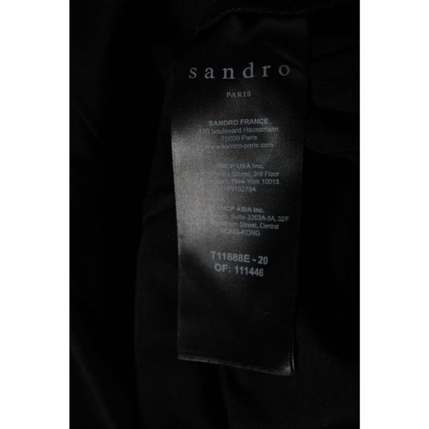 Sandro Paris V-neck Pleated Top in Black Cotton