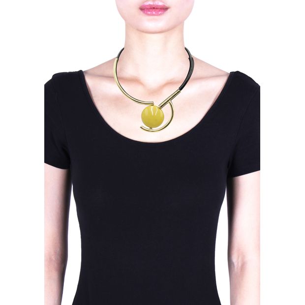 Marni Gold, Mustard & Black Necklace With Resin Orb