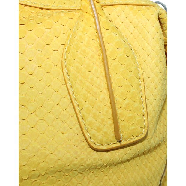 TOD'S Python Skin Yellow D-Styling Bauletto Mini with detachable Strap