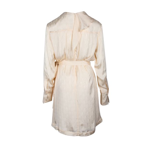 Victoria Beckham Wrap-Effect Pleated Jacquard Dress in Cream Acetate