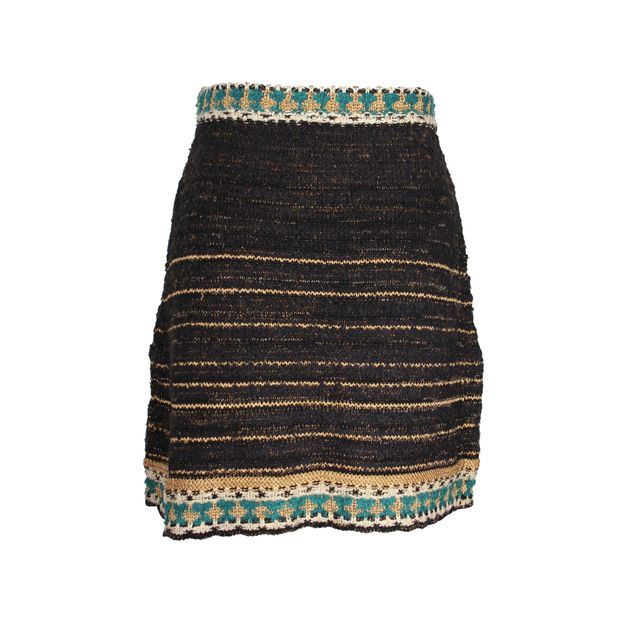 Chanel Tweed Mini Skirt in Black Silk
