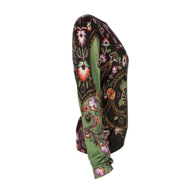 Etro Long Sleeve Top in Floral Print Silk