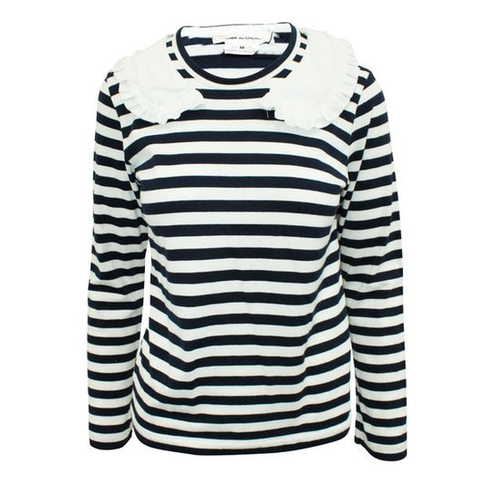 COMME DES GARCONS White And Navy Blue Striped Blouse