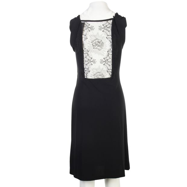 RED VALENTINO Black Midi Dress with Lace accent in the Back