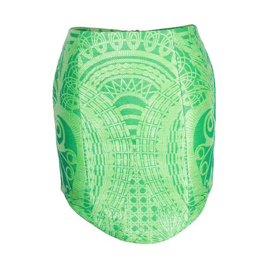 Balmain Jacquard Mini Pencil Skirt in Green Polyamide