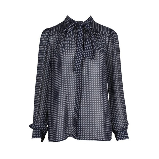 MICHAEL MICHAEL KORS Blue Sheer Shirt with Front Tie