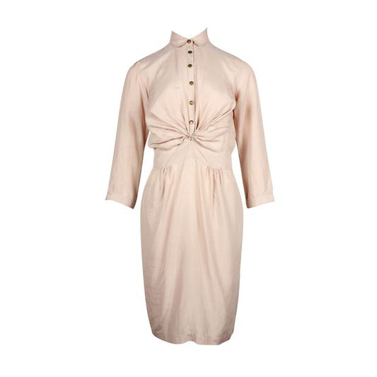 Burberry Brit Beige Silk Dress With Front Ruching