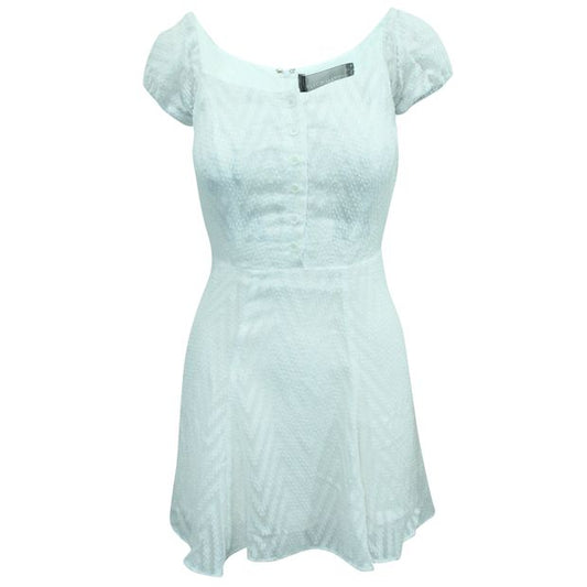 REFORMATION White Short Sleeve Dress with Buttons