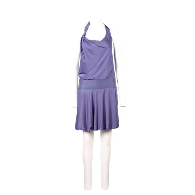 ALBERTA FERRETTI Purple Draped Halterneck Strapless Mini Dress