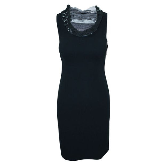 MOSCHINO Black Shift Dress with Faux Pearls