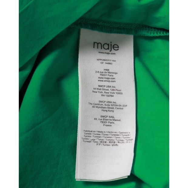 Maje Camicile Oversized Button-Up Shirt in Green Cotton Poplin