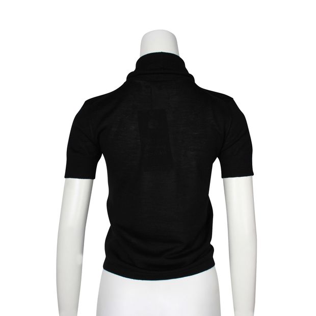 Escada Black Wool, Silk & Cashmere Short Sleeve Sweater