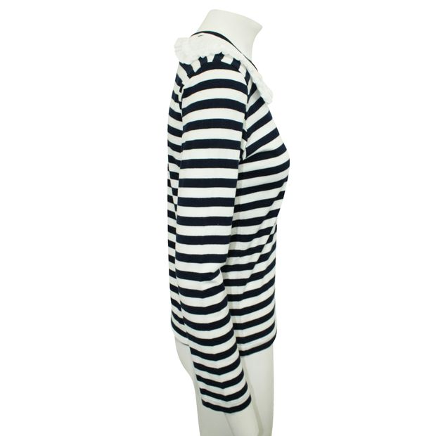 COMME DES GARCONS White And Navy Blue Striped Blouse
