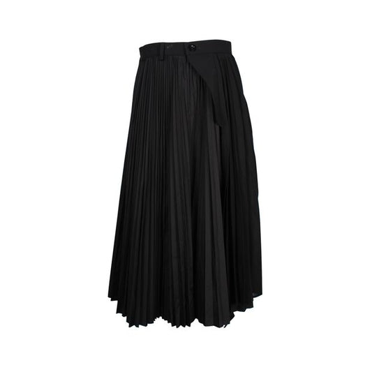 Sacai Electric Pleated Midi Skirt in Black Polyester
