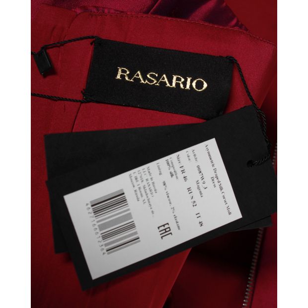 RASARIO Asymmetric Fuchsia Corset Midi Dress