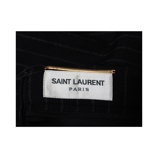 Saint Laurent Pinstriped Mini Skirt in Black Wool