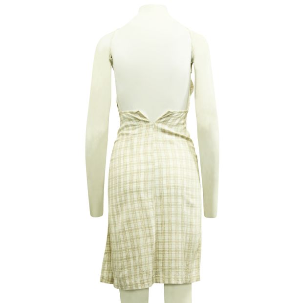 REFORMATION Open Back Linen Checked Dress