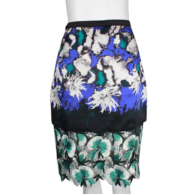 Peter Pilotto Multicoloured Hammered Silk & Lace Anna Skirt
