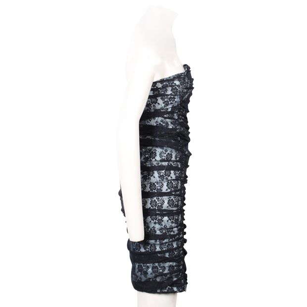 MOSCHINO CHEAP AND CHIC Ruched Lace Tube Dress