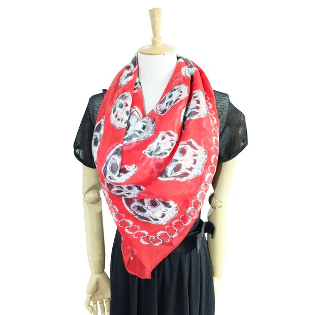 ALEXANDER MCQUEEN Red Printed Scarf