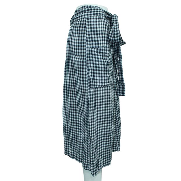 REFORMATION Checked Wrapped Midi Skirt