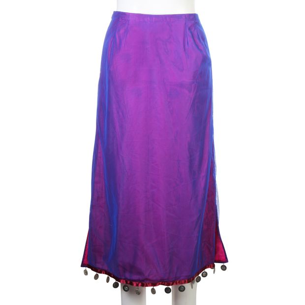 MATTHEW WILLIAMSON Double Layer Knee Skirt With Belly Dance Coins Embellishment