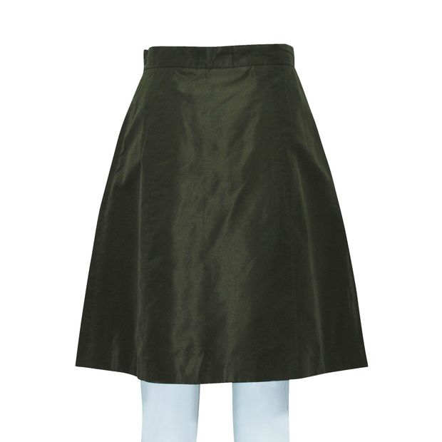 Prada Olive Green Pleated Skirt