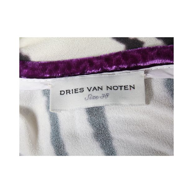 Dries Van Noten Printed Blouse in White Viscose