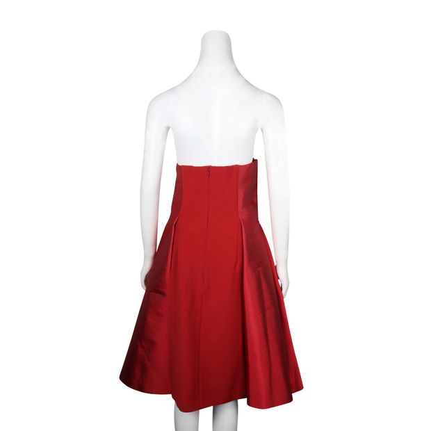 Alberta Ferretti Red Strapless Cocktail Dress