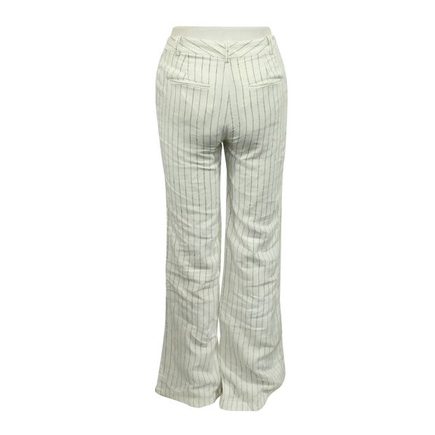 MICHAEL MICHAEL KORS Ivory with blue stripe, linen, wide leg long pants