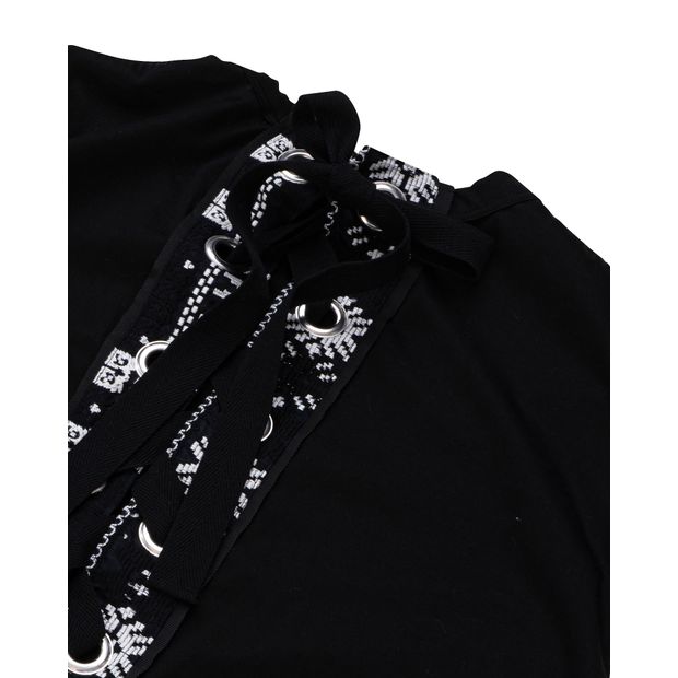 Sacai Lace Up Embroidery Detail Flowy Top
