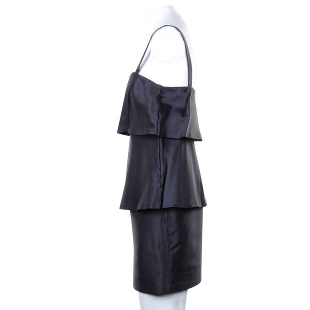 MOSCHINO Black Silk Dress With Ruffles
