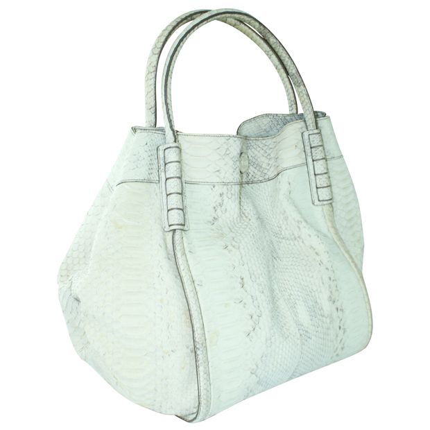 TOD'S Python Skin Cream Large Soft Bag