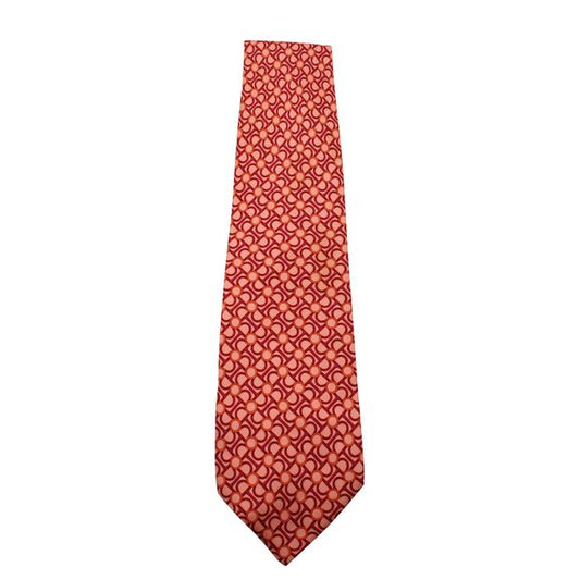 GUCCI Coral and Red Print Silk Tie