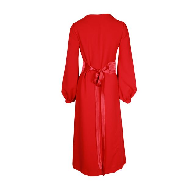 Red Maxi Dress with Satin Belt