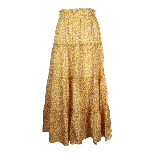 Zimmermann Leopard-Print Maxi Skirt in Yellow Cotton