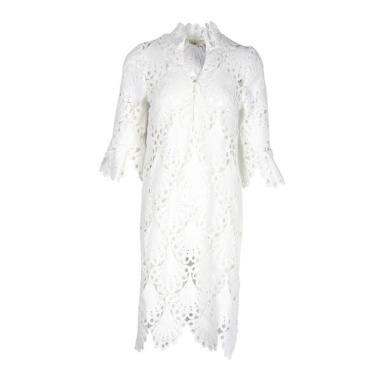 White Crocheted Lace Mini Dress