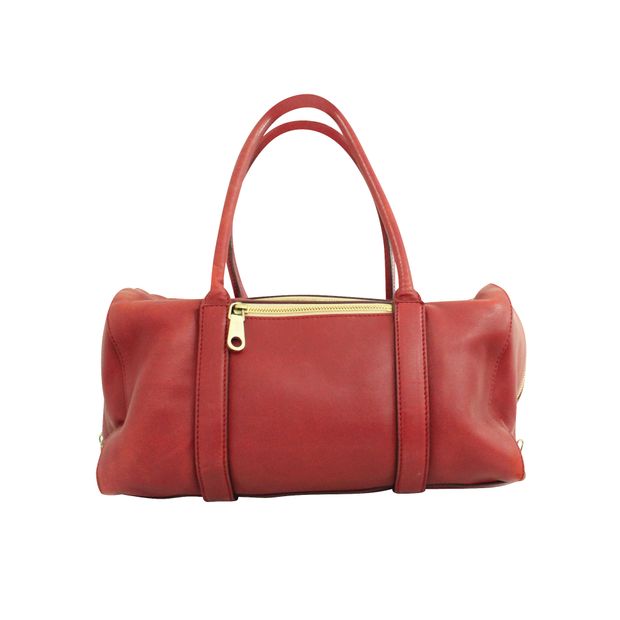 Red Leather Madeleine Tote Bag