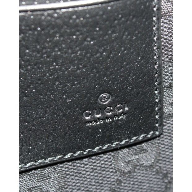 Gucci Horsebit Top Zip Wrist Pouch in Black Leather