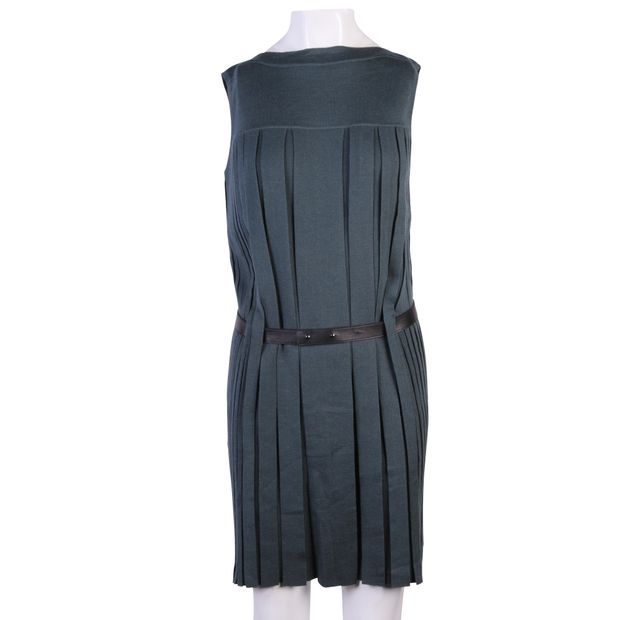 Green Pleated Cashmere Dress