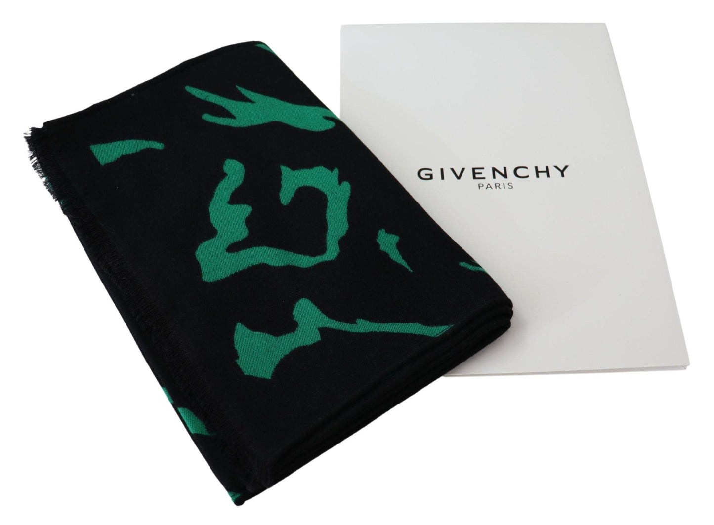 Givenchy Men's Black Green Wool  Unisex Winter Warm Scarf Wrap Shawl