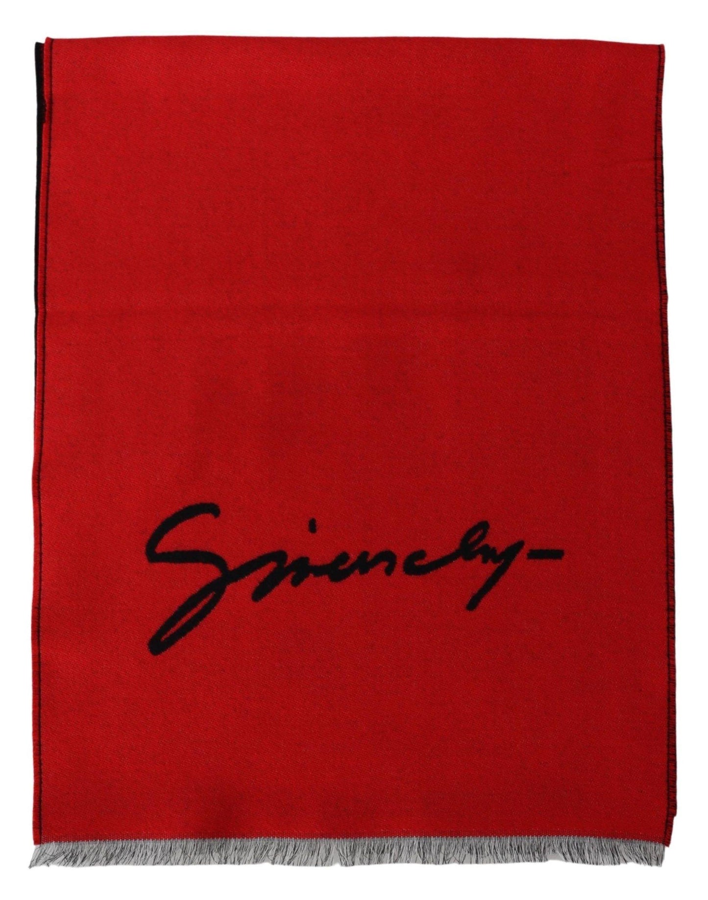 Givenchy Men's Red Black Wool Unisex Winter Warm Scarf Wrap Shawl