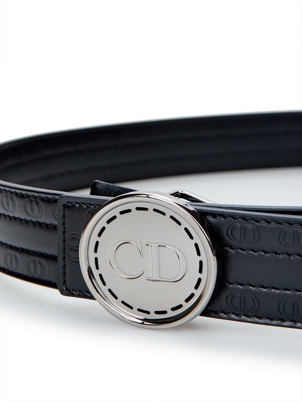 Dior Men's Black Leather Hoon CD Belt