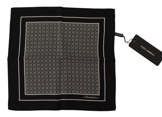 Dolce & Gabbana Men's Black Geometric Patterned Square Handkerchief Scarf