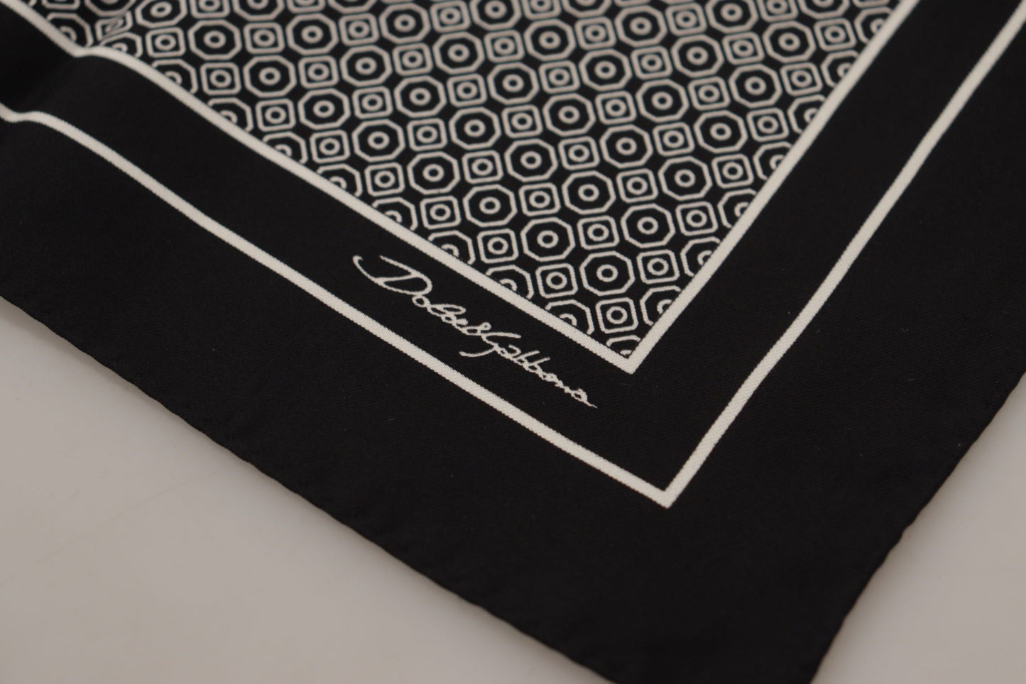 Dolce & Gabbana Men's Black Geometric Patterned Square Handkerchief Scarf