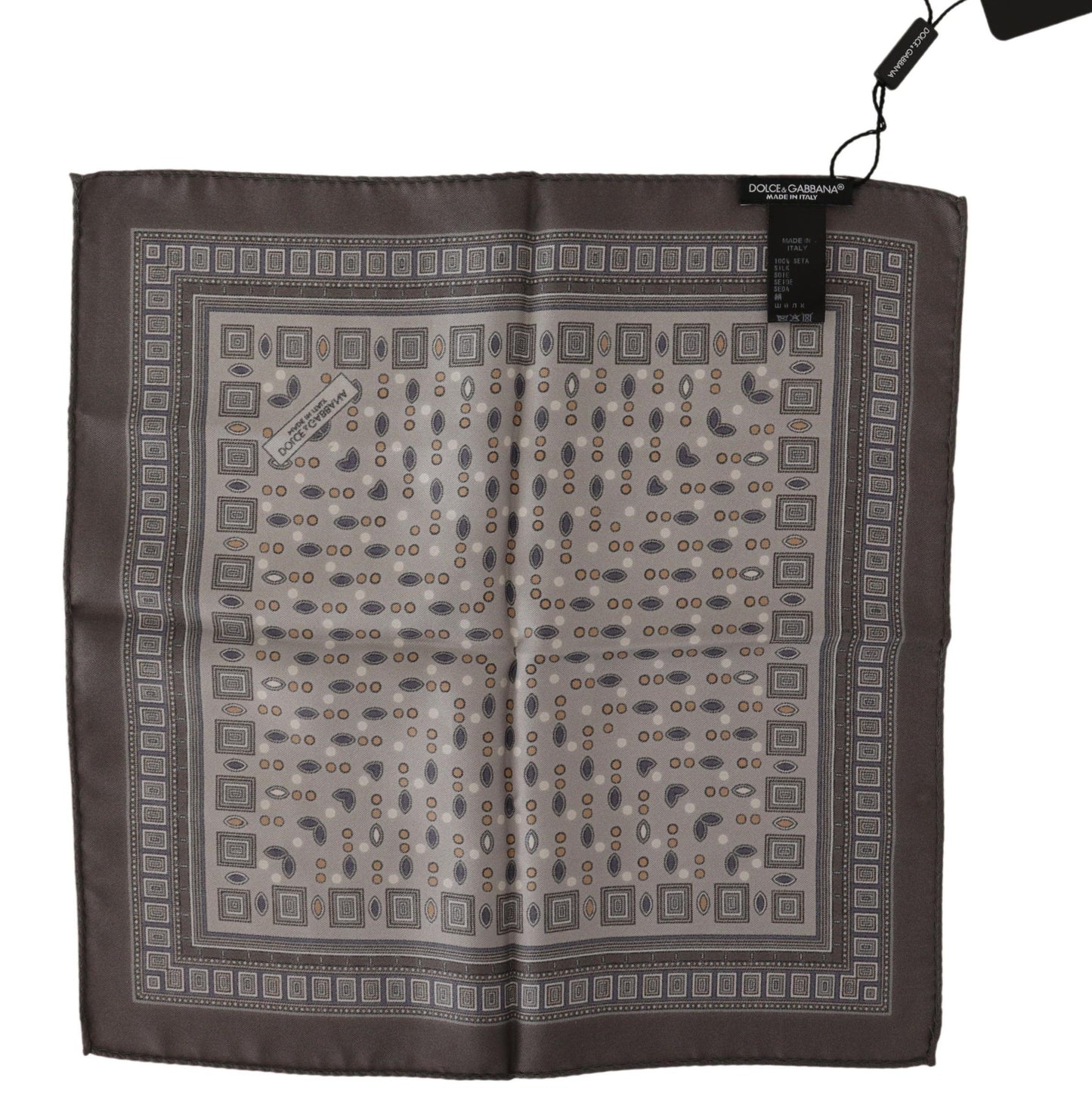 Dolce & Gabbana Men's Brown Silk Pocket Square Handkerchief Scarf