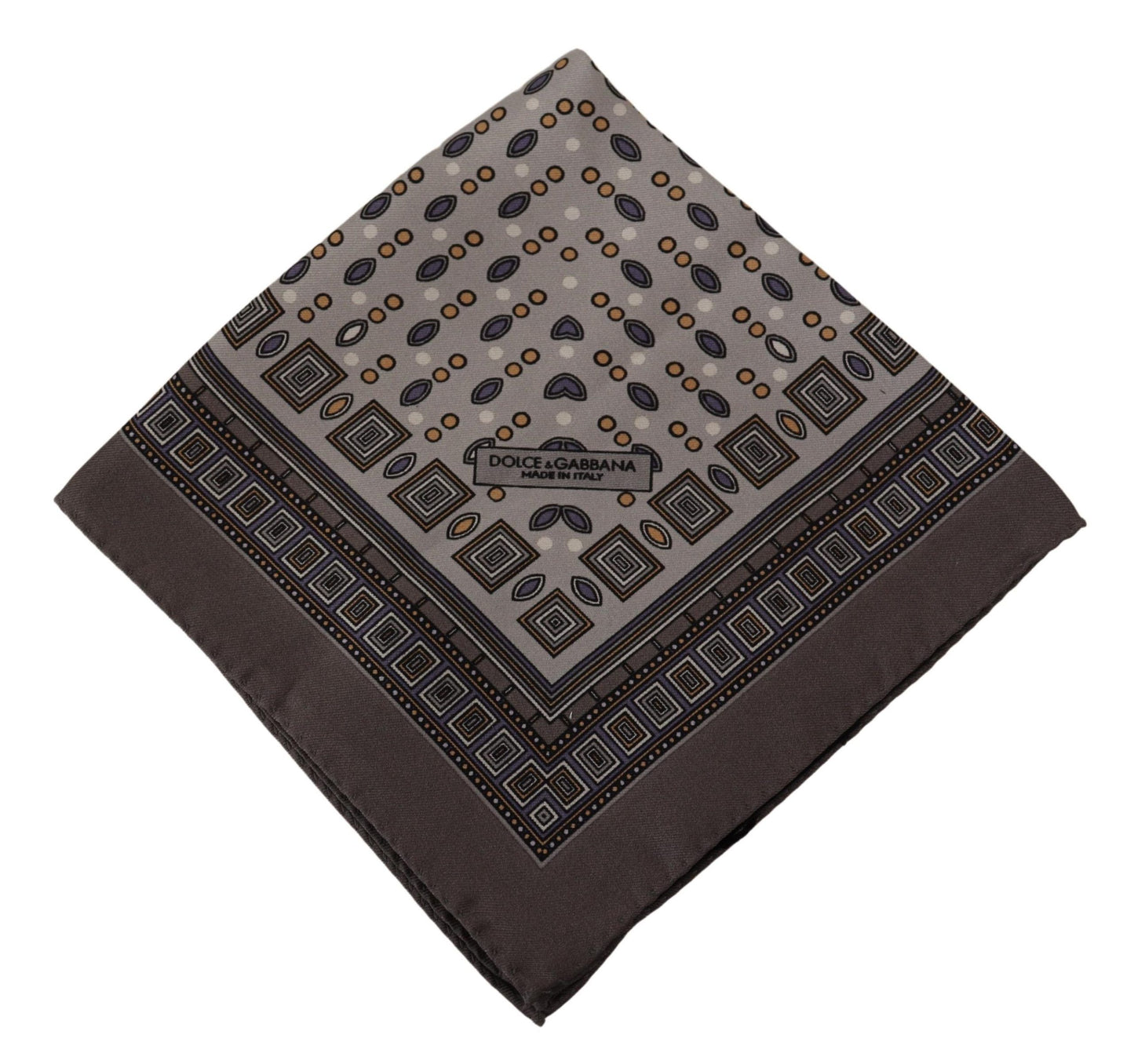 Dolce & Gabbana Men's Brown Silk Pocket Square Handkerchief Scarf