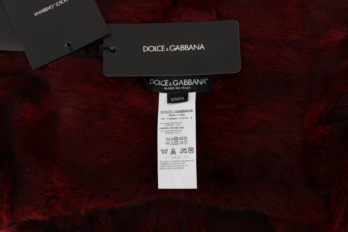 Dolce & Gabbana Women's Bordeaux Hamster Fur Crochet Hood Scarf Hat
