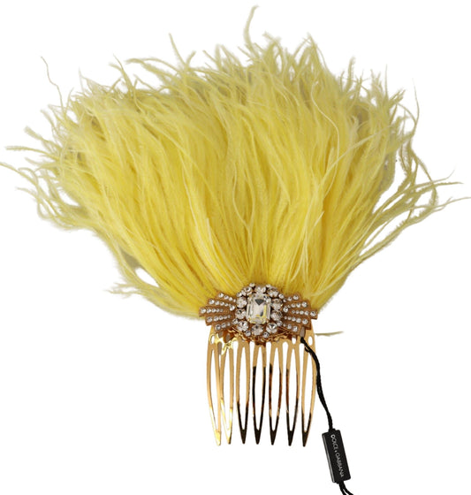 Dolce & Gabbana Women's Gold Brass Clear Crystal Feather Comb Hair Grip Stick