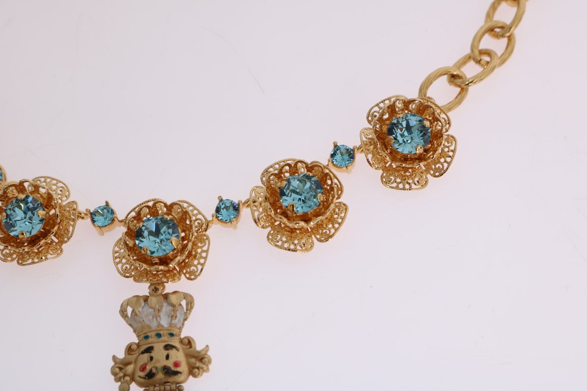 Dolce & Gabbana Women's Gold Brass Handpainted Crystal Floral Necklace